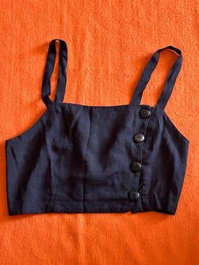 Timing Black Button-Front Cropped Tank Top